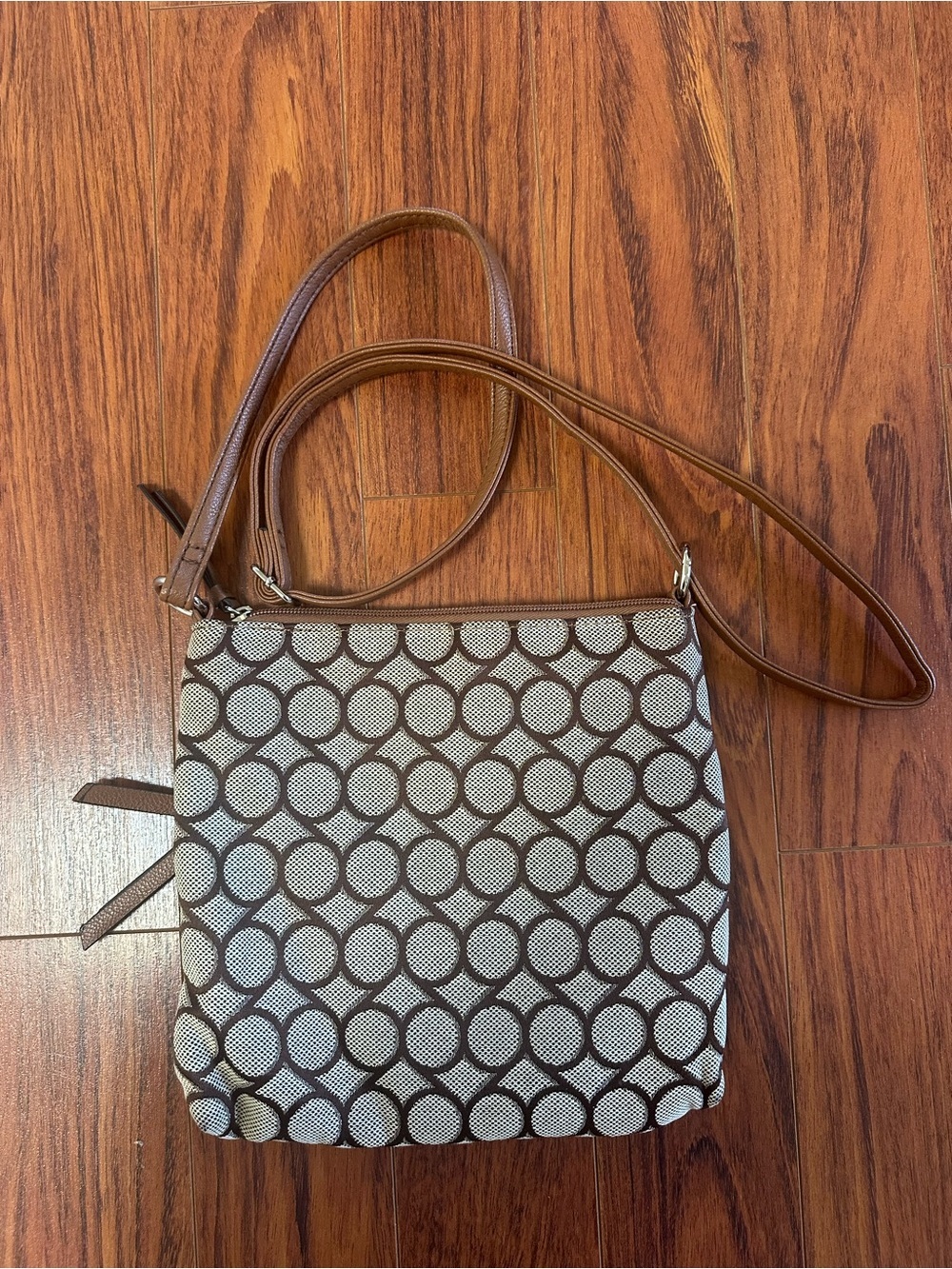 Nine West Brown and Cream Signature Crossbody Bag - Picture 3 of 4